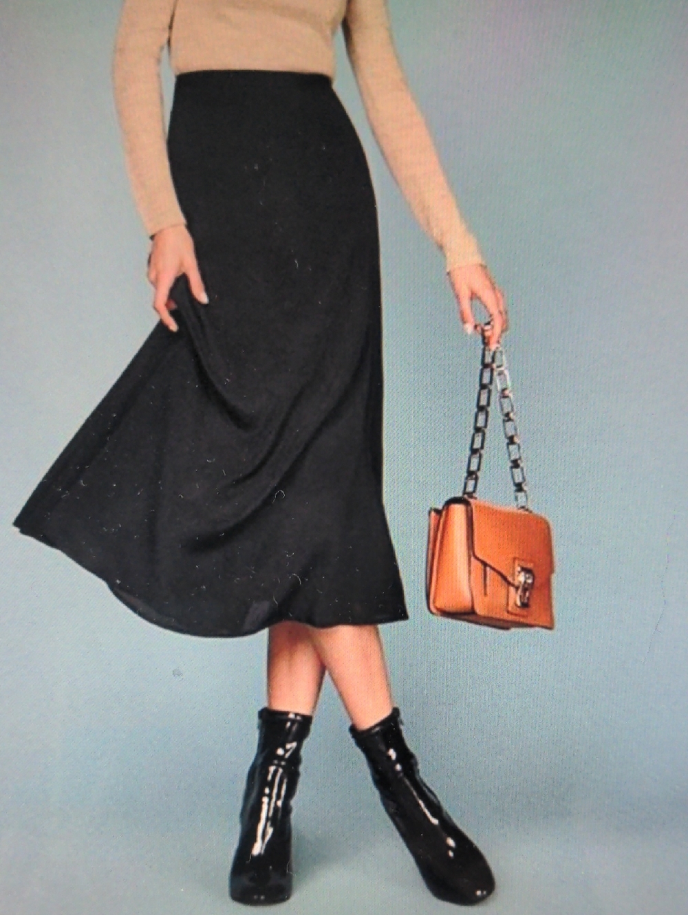 Reformation Black A-Line Midi Skirt